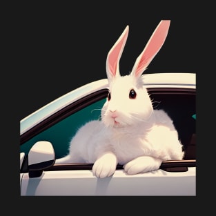 A Bunny Rabbit Feeling the Wind in a Car T-Shirt