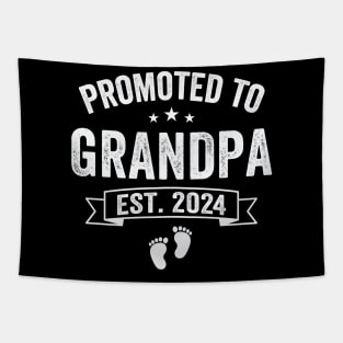 Promoted To Grandpa EST. 2024 Grandparents Baby Announcement Shirt Tapestry