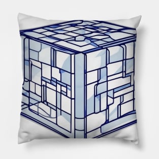 Rubic Cube Blue Shadow Silhouette Anime Style Collection No. 392 Pillow