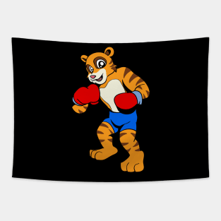 With boxing gloves in boxing ring - cartoon tiger boxer Tapestry