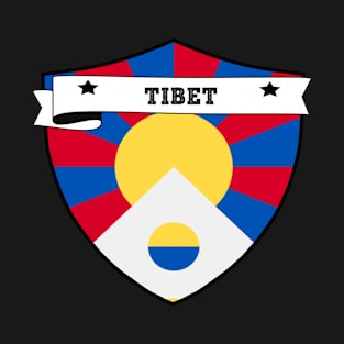 TIBET COUNTRY SHIELD, MINIMALIST TIBET FLAG, I LOVE TIBET , BORN IN TIBET , TIBET BADGE SHIELD T-Shirt