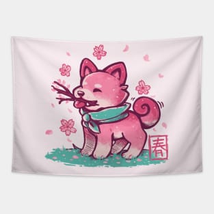 Spring Time Shiba Tapestry