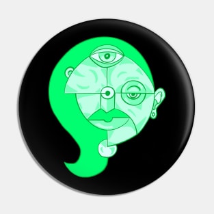 Green Abstract Woman Pin