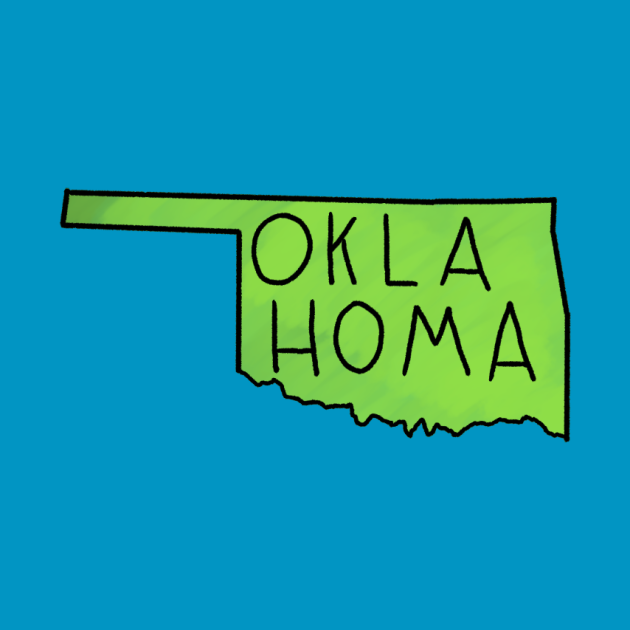 The State of Oklahoma Green Outline Oklahoma TShirt TeePublic