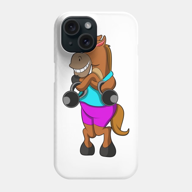 Horse at Laughing with Dumbbells Phone Case by Markus Schnabel