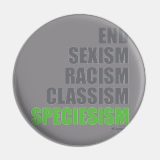 End Speciesism Sexism Racism Classism - Go Vegan / Veganism light T-Shirt Pin