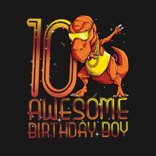 Kids 10th Birthday Dinosaur 10 Year Old Awesome Since Gifts Boy T-Shirt