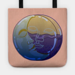 Vintage Sun and Moon Faces Tote