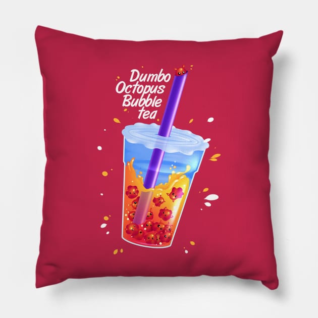 Dumbo octopus bubble tea Pillow by Digitaldreamcloud