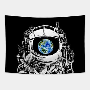 Traveling Astronaut Planet Earth Tapestry