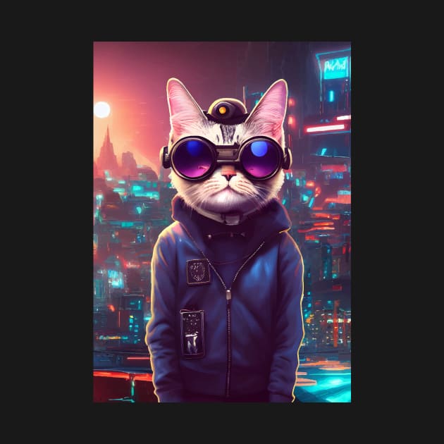 Cool Japanese Techno Cat In Japan Neon City by star trek fanart and more