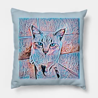 CAT COLORS BLUE 3D Pillow