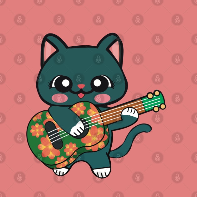 Cat Playing Ukulele by FlippinTurtles