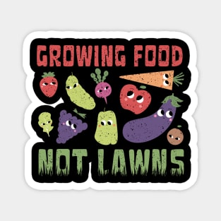 Growing Food Not Lawns Distressed Fruit Vegetable Funny Cute Permaculture Vintage Magnet