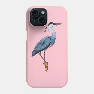 Great blue heron cartoon illustration. Phone Case