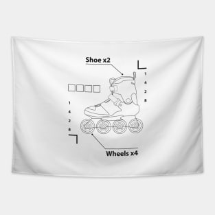 Shoe x2 wheels x4 - White Infographic rollerblade Tapestry