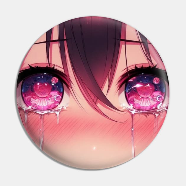 Anime Eyes - Sad Girl Pink Pin by AnimeVision