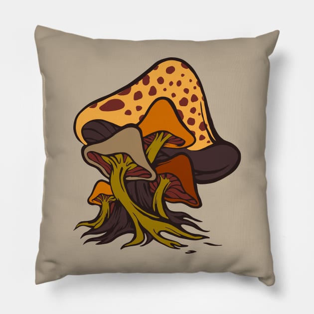 mushrooms Pillow by Slightly Unhinged