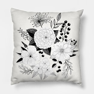 Flower Power: elegant line art style for vintage lovers Pillow