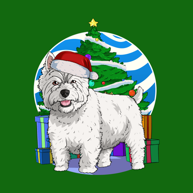 West Highland White Terrier Dog Cute Santa Christmas by Noseking