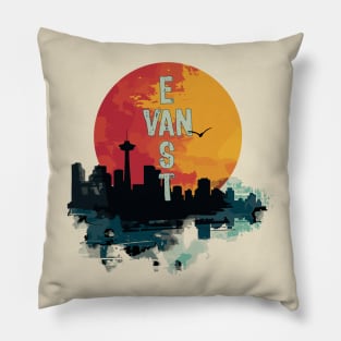 East Van Cross Sunset Silhouette Pillow