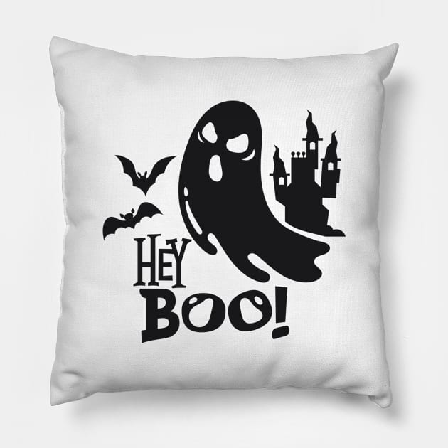 Halloween Boo Design Pillow by mertkaratay