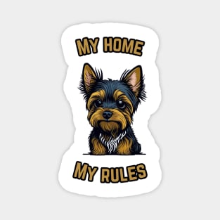 Cute Yorkshire Terrier with a funny slogan about boundless power Magnet