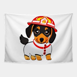 Dachshund as fireman Tapestry