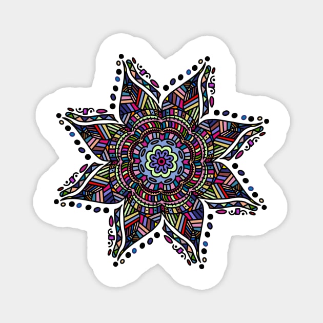 Rainbow Mandala flower graphic design pattern Magnet by hippyhappy