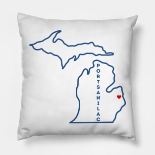 Port Sanilac MI Love (Navy) Pillow