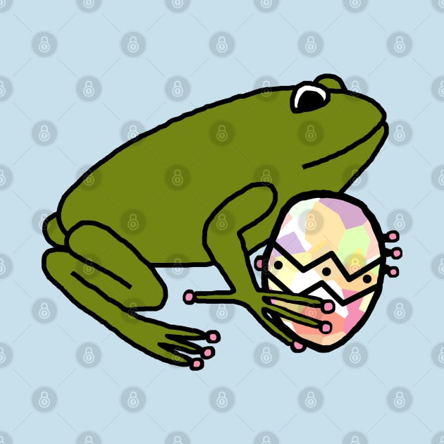 Green Frog Holding Easter Egg by ellenhenryart