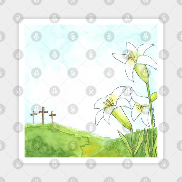 Lilies on Calvary Magnet by ReneeDixonArt