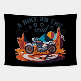 motorcycle on the road design Tapestry