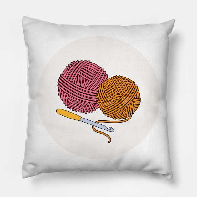 crochet yarn ball Pillow by randomolive