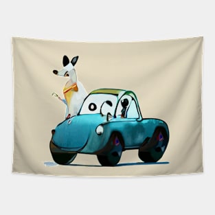 Car Dog Tapestry