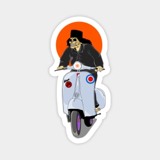 skull riding a Vespa motorbike Magnet