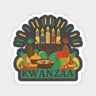 Kwanzaa Unity Feast,Kwanzaa, unity, feast, kinara, candles, principles, holiday, celebration, cultural, vibrant Magnet