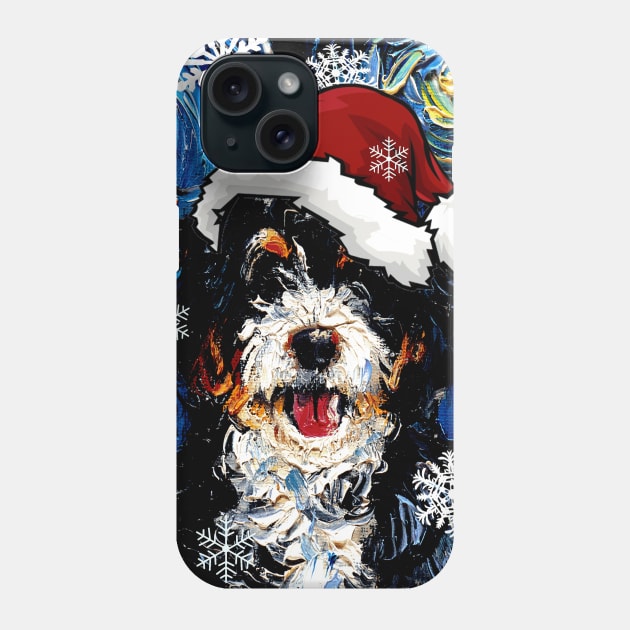 Bernedoodle Santa Phone Case by sagittariusgallery