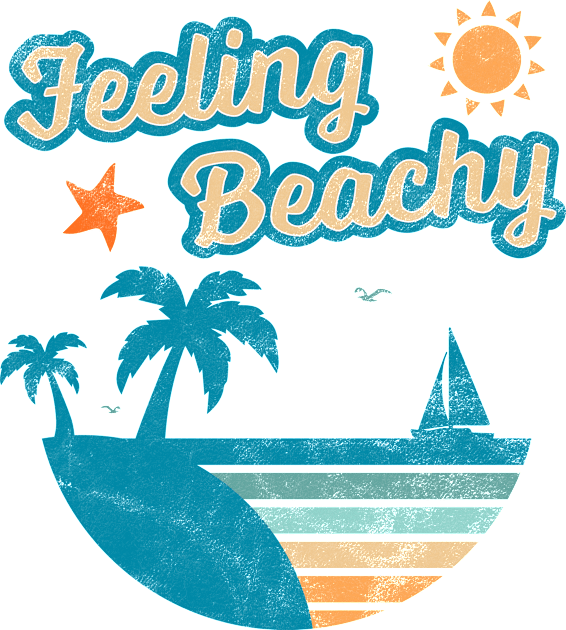 Feeling Beachy Funny Beach Lover Summer Vacation Retro Kids T-Shirt by OrangeMonkeyArt