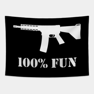 100% Fun (Gun Lover / Sport Shooter / White) Tapestry