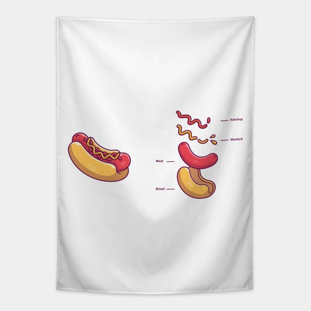 Hot dog ingredients Tapestry by Catalyst Labs