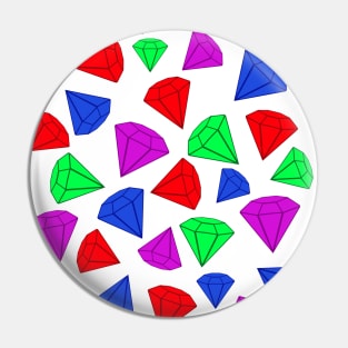 Colorful Gems (White) Pin