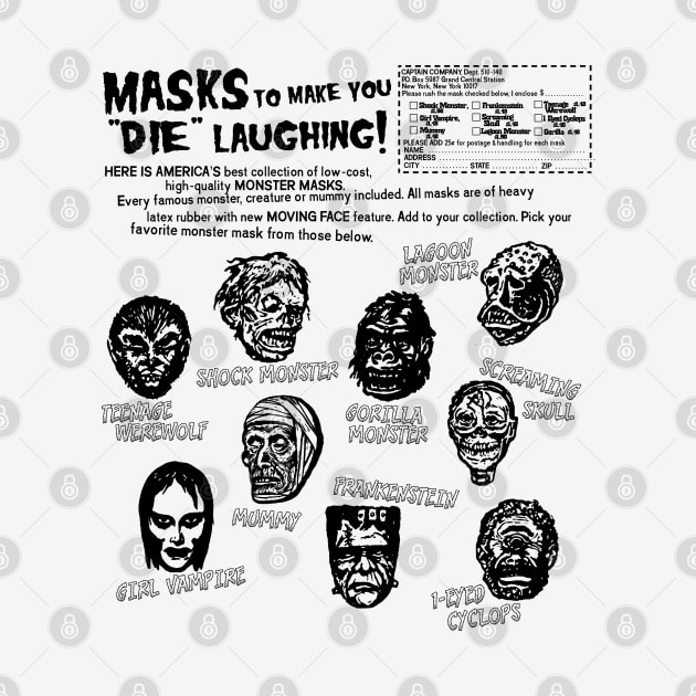 Retro 60s 70s Monster Masks Ad by darklordpug