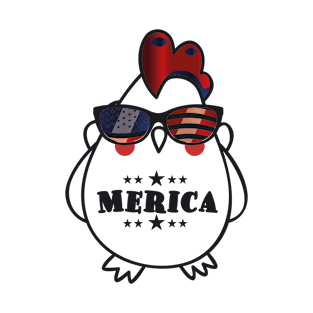 Merica Memorial Day Chicken Funny American Flag T-Shirt