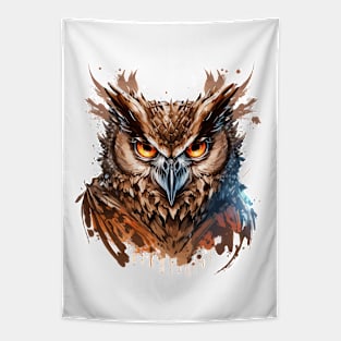 Owl Portrait Animal Painting Wildlife Outdoors Adventure Tapestry