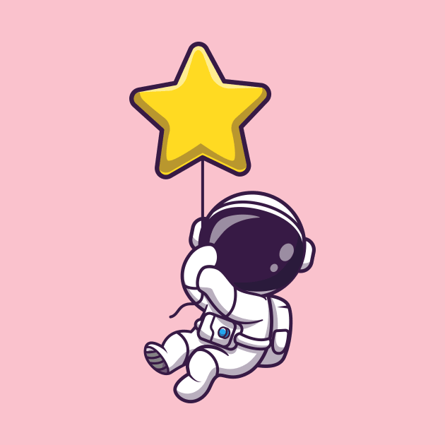 Astronaut Floating with Star Balloon Cartoon by Catalyst Labs