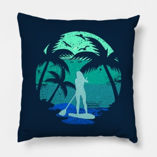 Standup Paddle Board Retro Vintage Design Gift Pillow