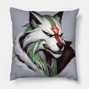 werewolf fantasy art red green Pillow