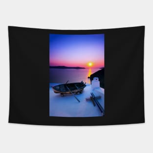 Santorini Purple Sunset Tapestry