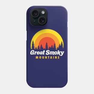 Great Smoky Mountains Retro Trees Sunset Phone Case